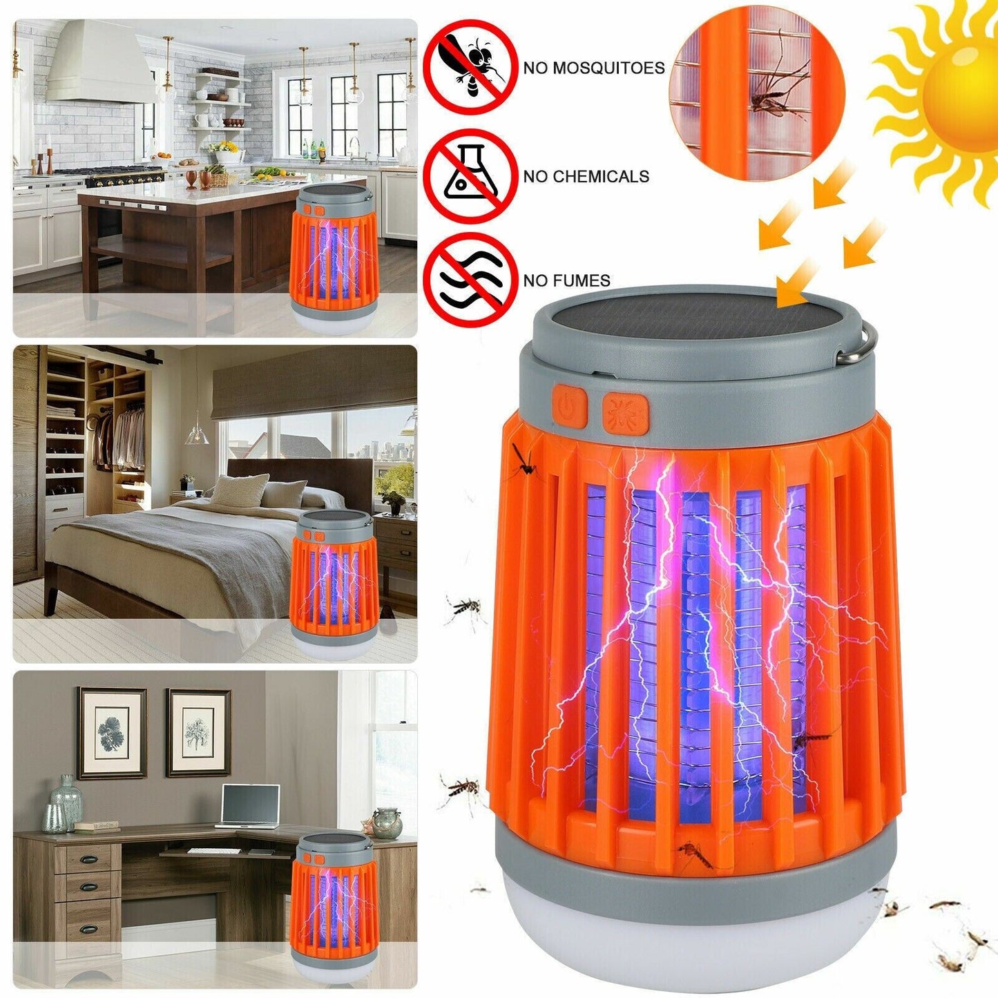 Solar-Powered USB Insect Zapper - Ultimate Mosquito and Bug Trap Lamp