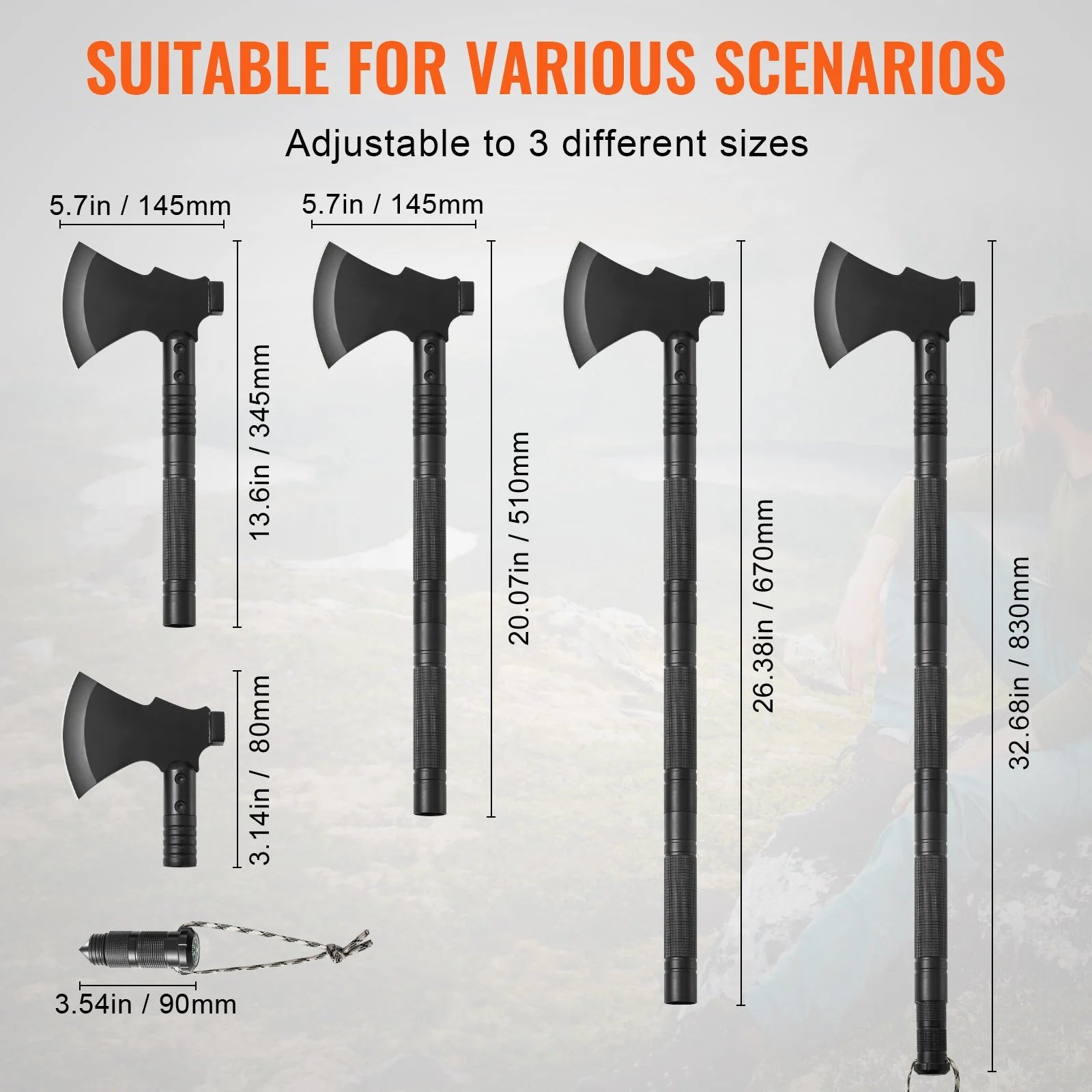 16-in-1 Folding Survival Shovel and Axe for Camping and Outdoor Use