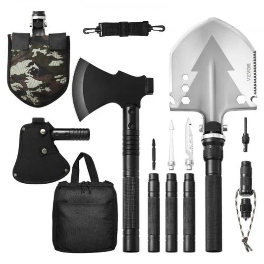 16-in-1 Folding Survival Shovel and Axe for Camping and Outdoor Use