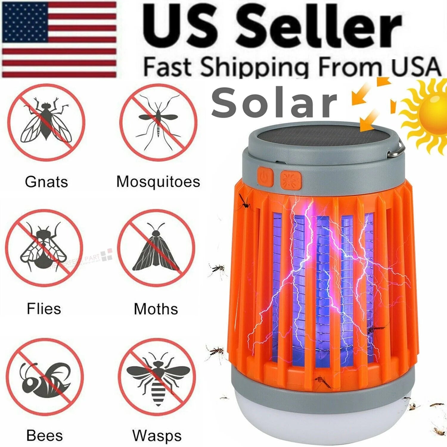 Solar-Powered USB Insect Zapper - Ultimate Mosquito and Bug Trap Lamp