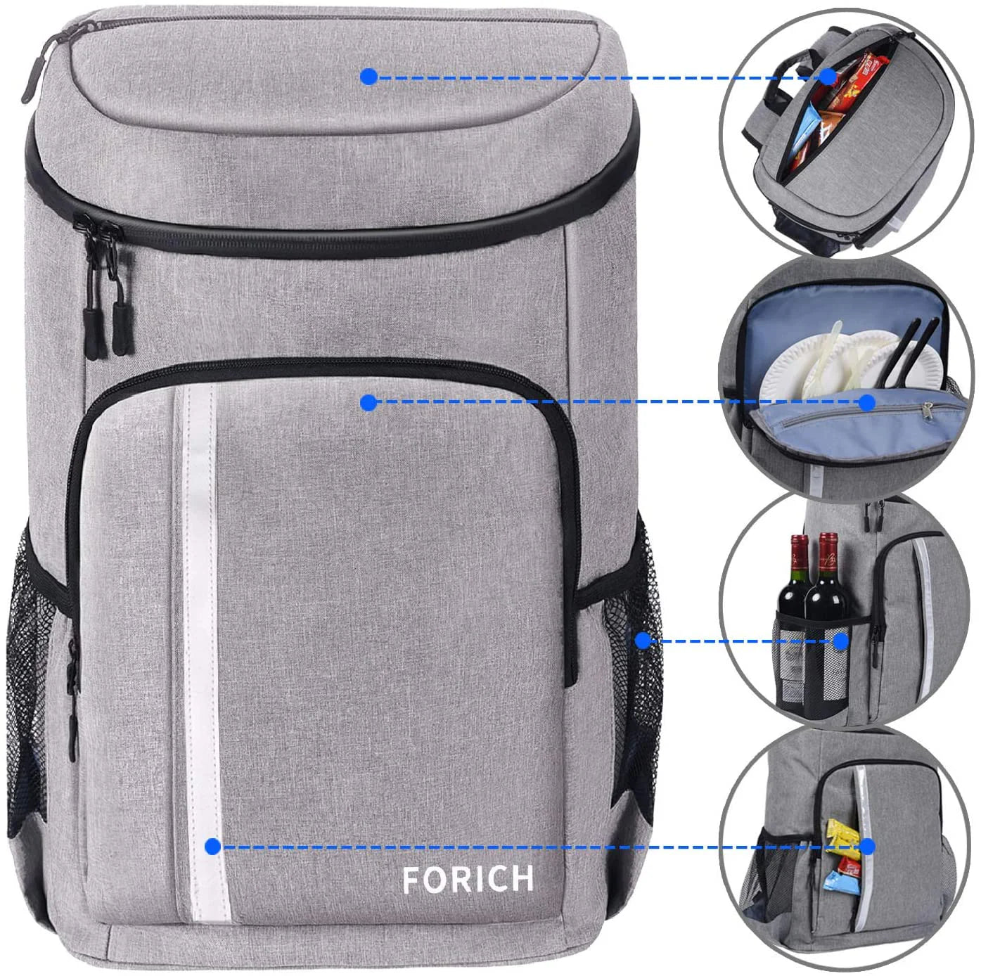 Insulated Waterproof Backpack Cooler Bag - Lightweight Soft Cooler for Work, Lunch, Picnics, Camping, and Hiking, Holds 30 Cans