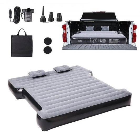 VEVOR Inflatable Air Mattress for Full-Size Short Truck Beds (5.5-5.8 Ft) with 12V Air Pump, Two Pillows, and Carry Bag - Compatible with Silverado, RAM, F Series, Sierra, Titan, and Tundra