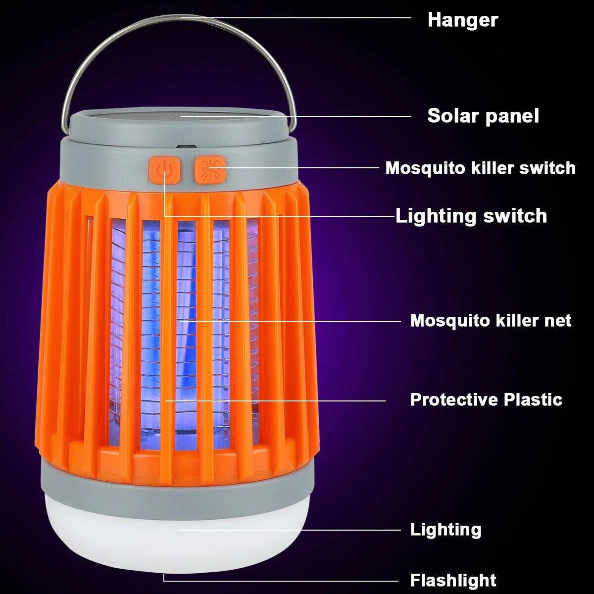 Solar-Powered USB Insect Zapper - Ultimate Mosquito and Bug Trap Lamp