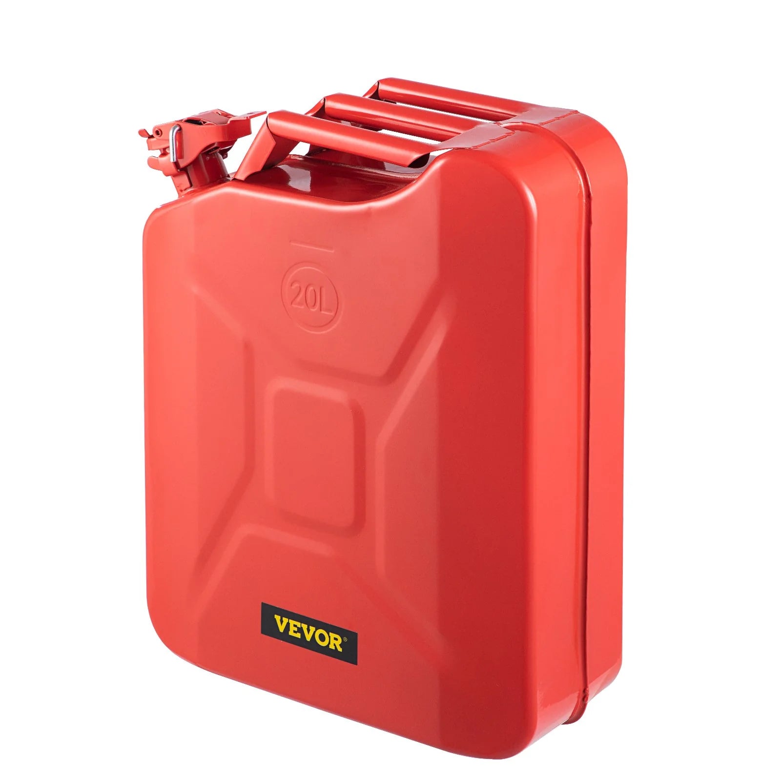 VEVOR 5.3 Gallon (20 L) Portable Jerry Fuel Can with Flexible Spout System - Rustproof and Heat-Resistant Steel Tank for Vehicles and Equipment, Red