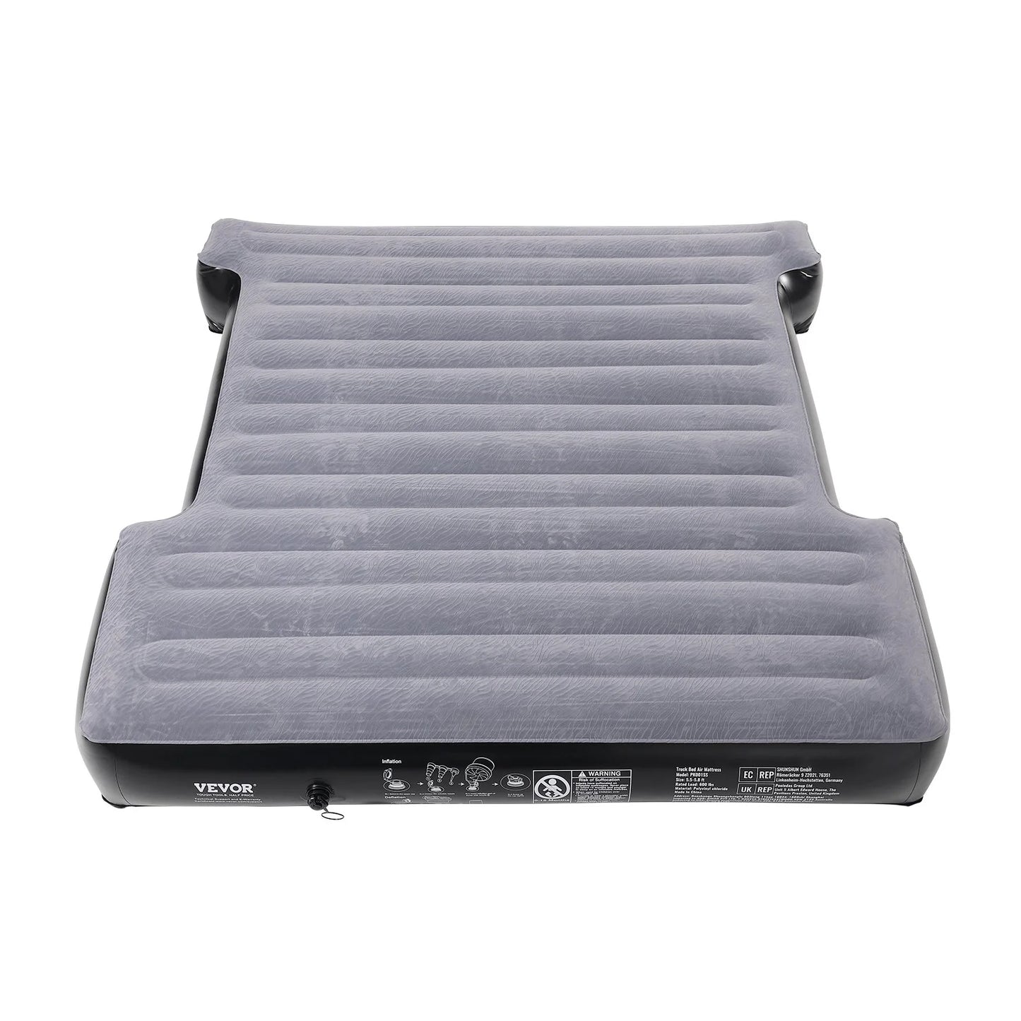 VEVOR Inflatable Air Mattress for Full-Size Short Truck Beds (5.5-5.8 Ft) with 12V Air Pump, Two Pillows, and Carry Bag - Compatible with Silverado, RAM, F Series, Sierra, Titan, and Tundra