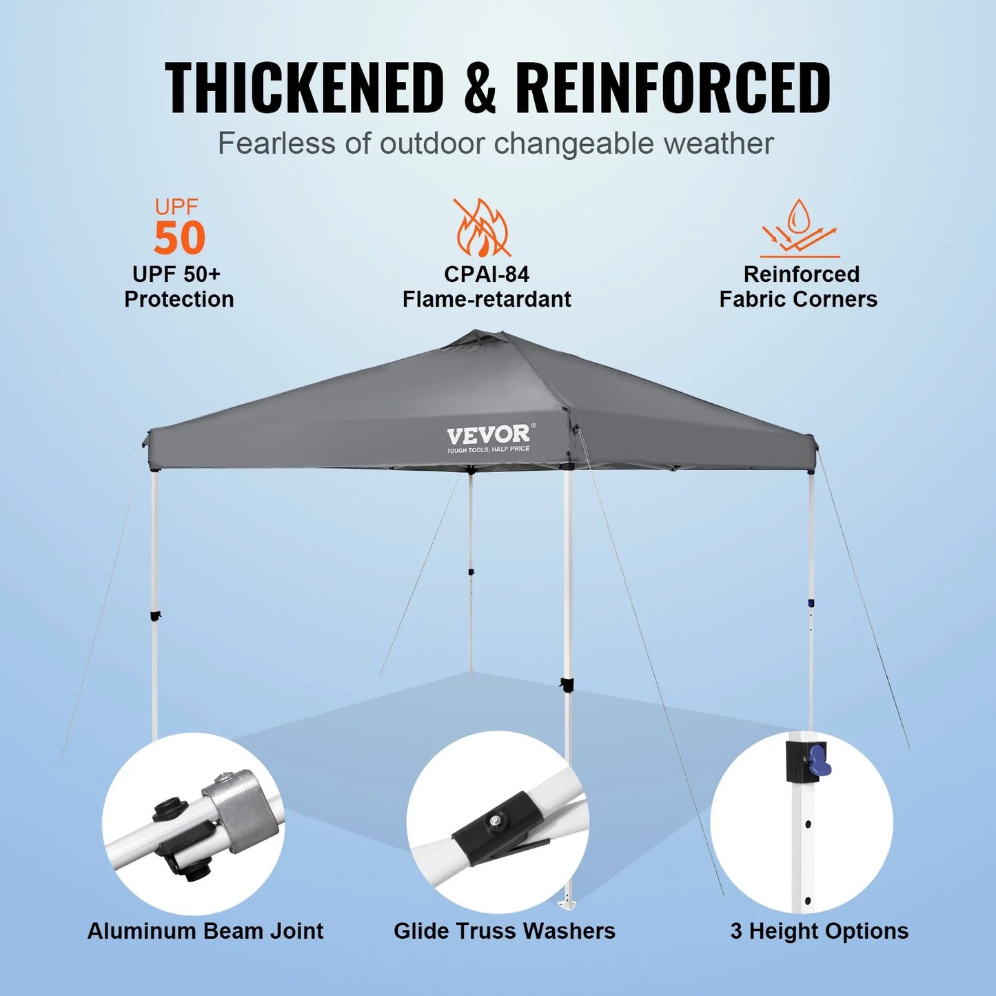 VEVOR Pop up Canopy Tent, 10 X 10 Ft, 250 D PU Silver Coated Tarp, with Portable Roller Bag and 4 Sandbags, Waterproof and Sun Shelter Gazebo for Outdoor Party, Camping, Commercial Events, Dark Gray